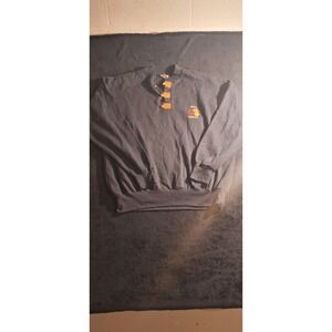 Quality Goods Men's L Black Fleece Henley Pullover Sweatshirt Button Canada